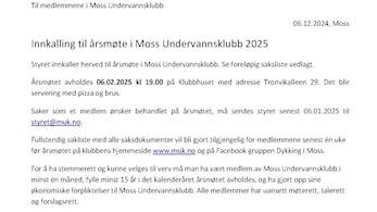 Innkalling til årsmøte i Moss Undervannsklubb 2025